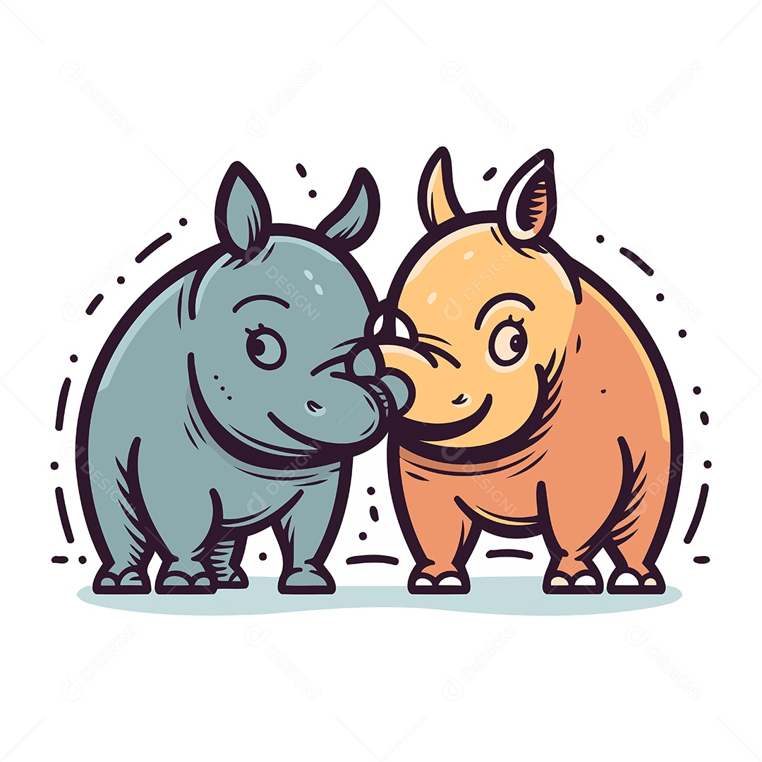 Casal de Rinocerontes Ilustração Vetor EPS