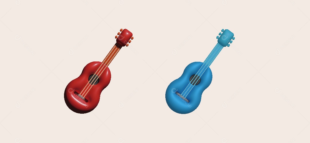Violão de Brinquedo Ilustração 3D Vetor EPS