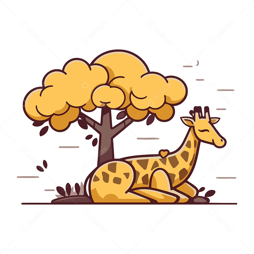 Girafa de Desenho Animado Ilustração Vetor EPS