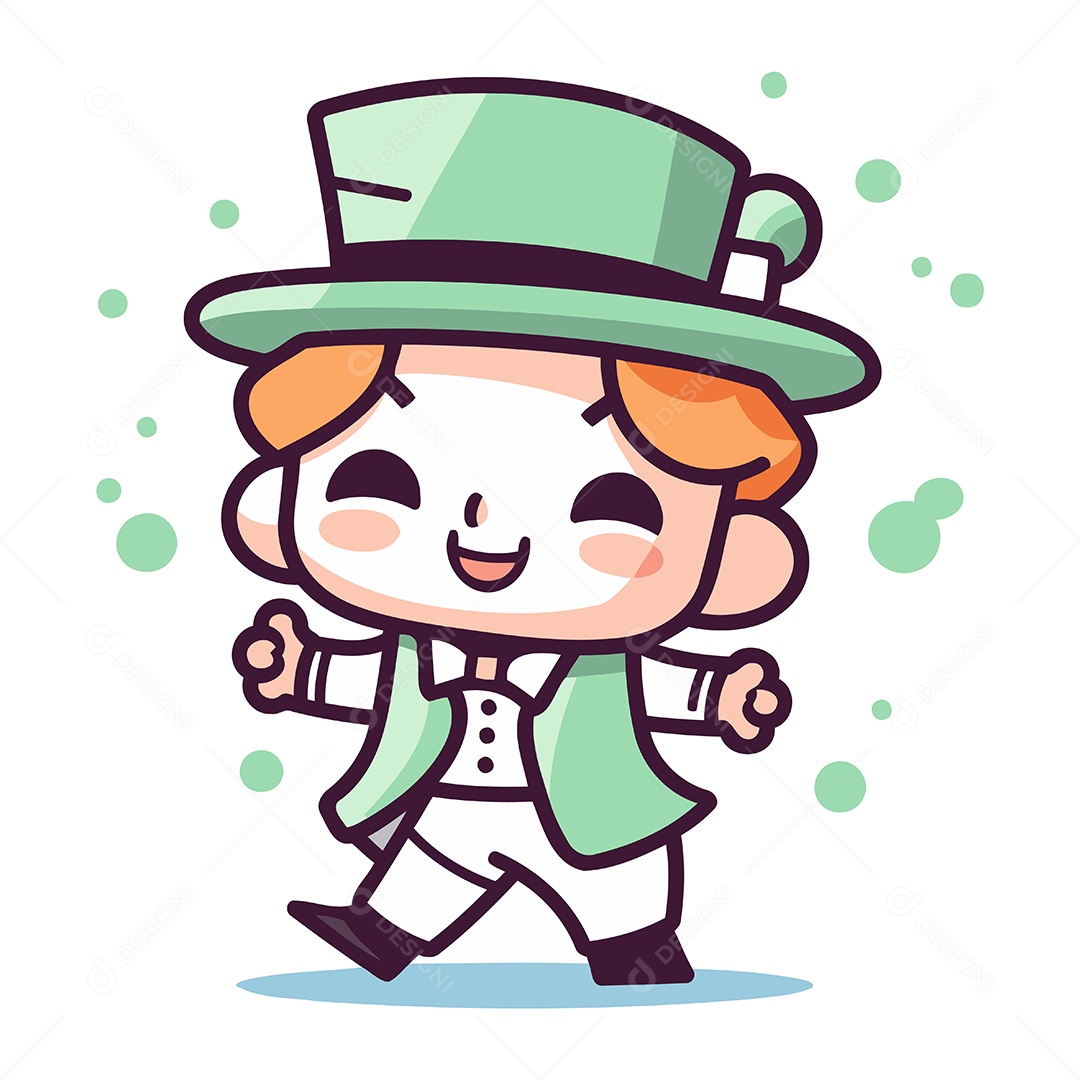 Duende Fofo de Desenho Animado Ilustração Vetor EPS