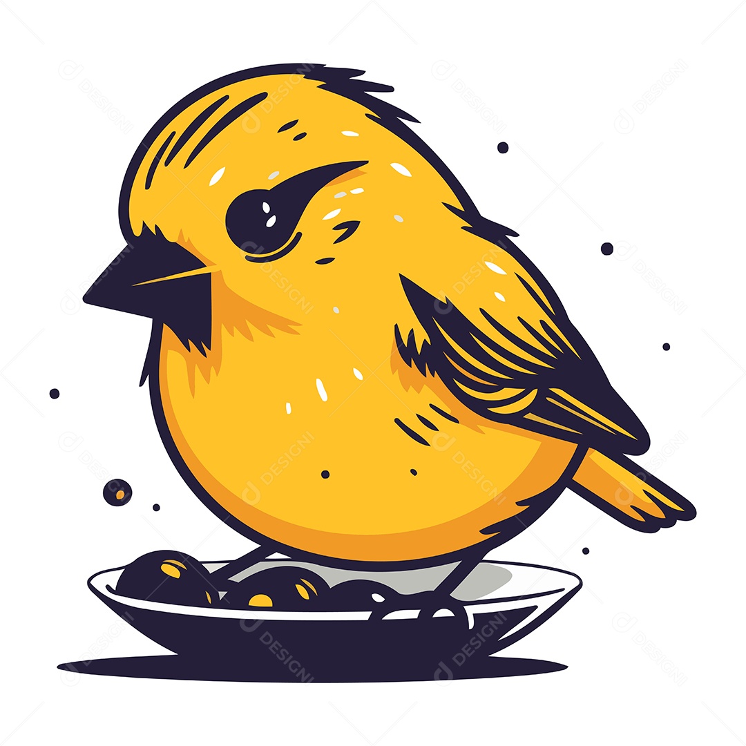 Pássaro Amarelo de Desenho Animado Ilustração Vetor EPS