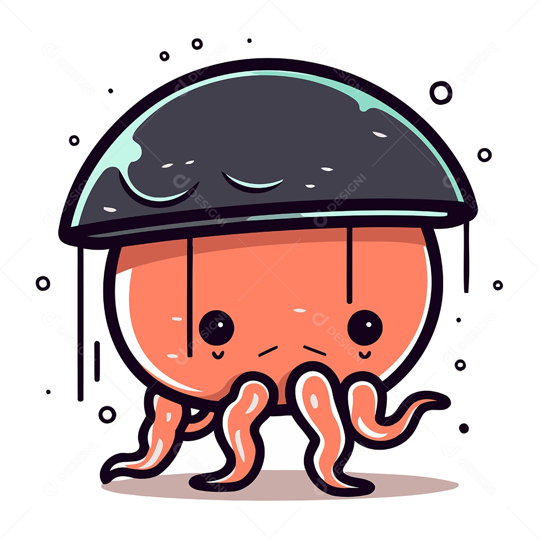 Água Viva de Desenho Animado Ilustração Vetor EPS