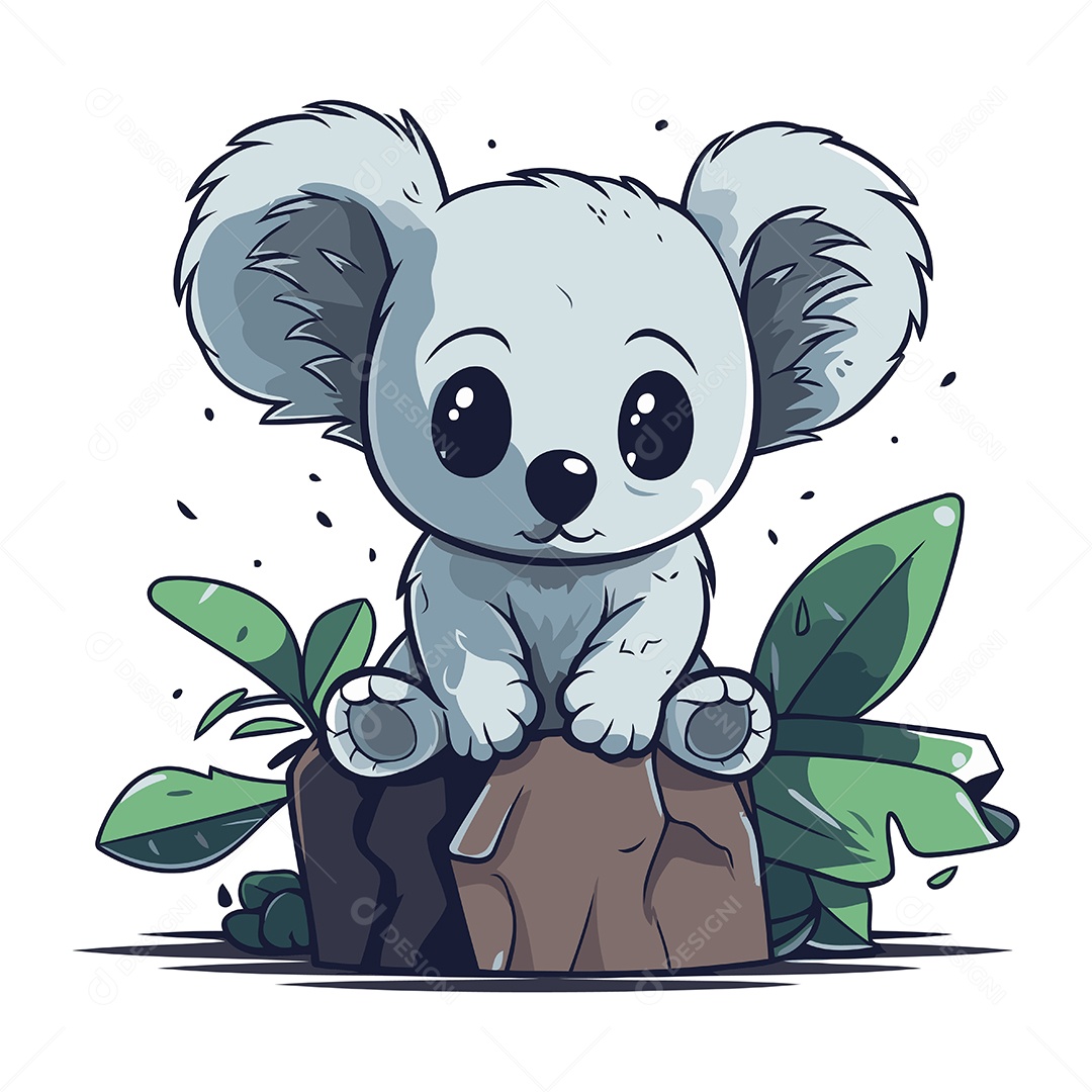 Coala Fofo de Desenho Animado Ilustração Vetor EPS