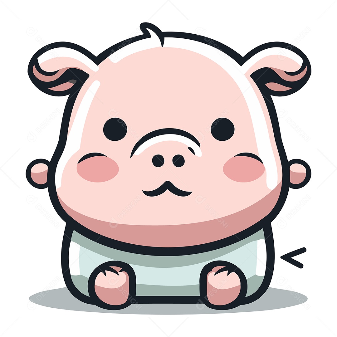 Hipopótamo de Desenho Animado Ilustração Vetor EPS