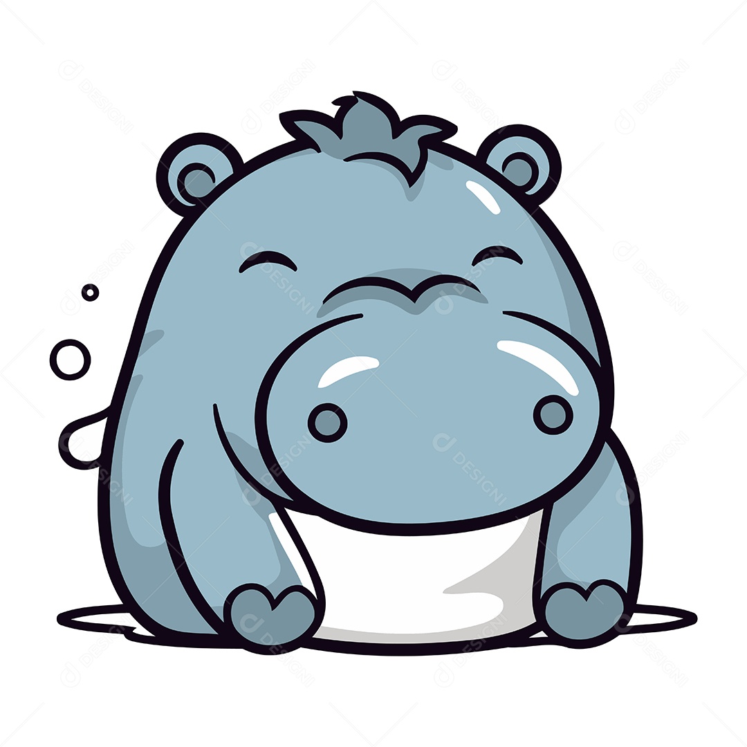 Hipopótamo de Desenho Animado Ilustração Vetor EPS