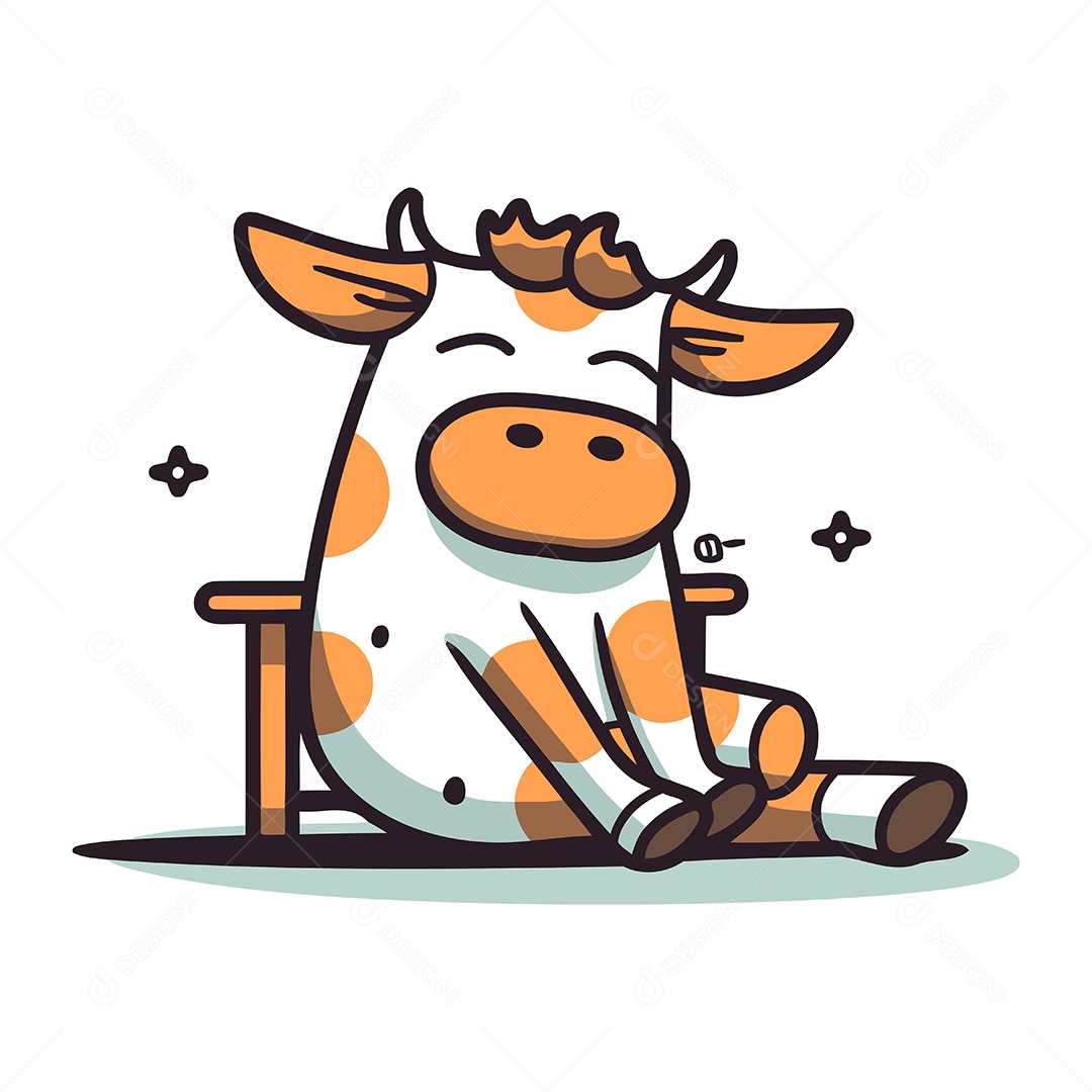 Vaca Fofa de Desenho Animado Ilustração Vetor EPS