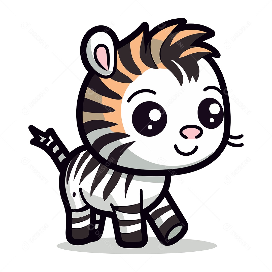 Zebra Fofa de Desenho Animado Ilustração Vetor EPS