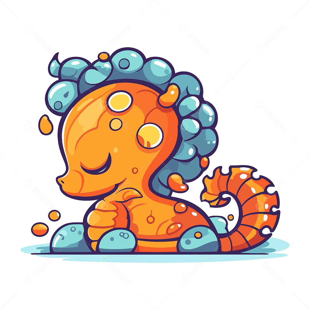 Monstro Marinho de Desenho Animado Ilustração Vetor EPS