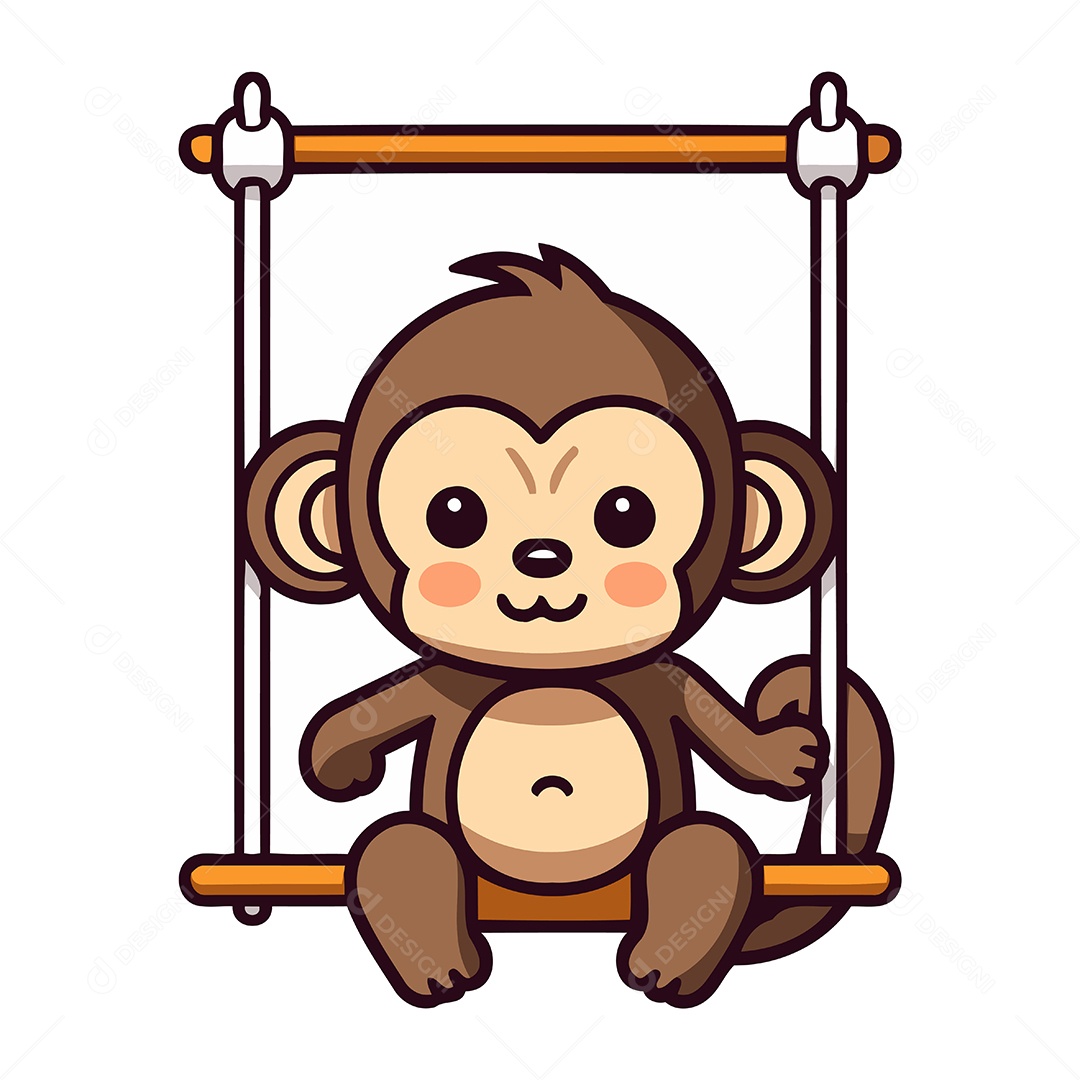 Macaco Fofo em um Balanço Ilustração Vetor EPS