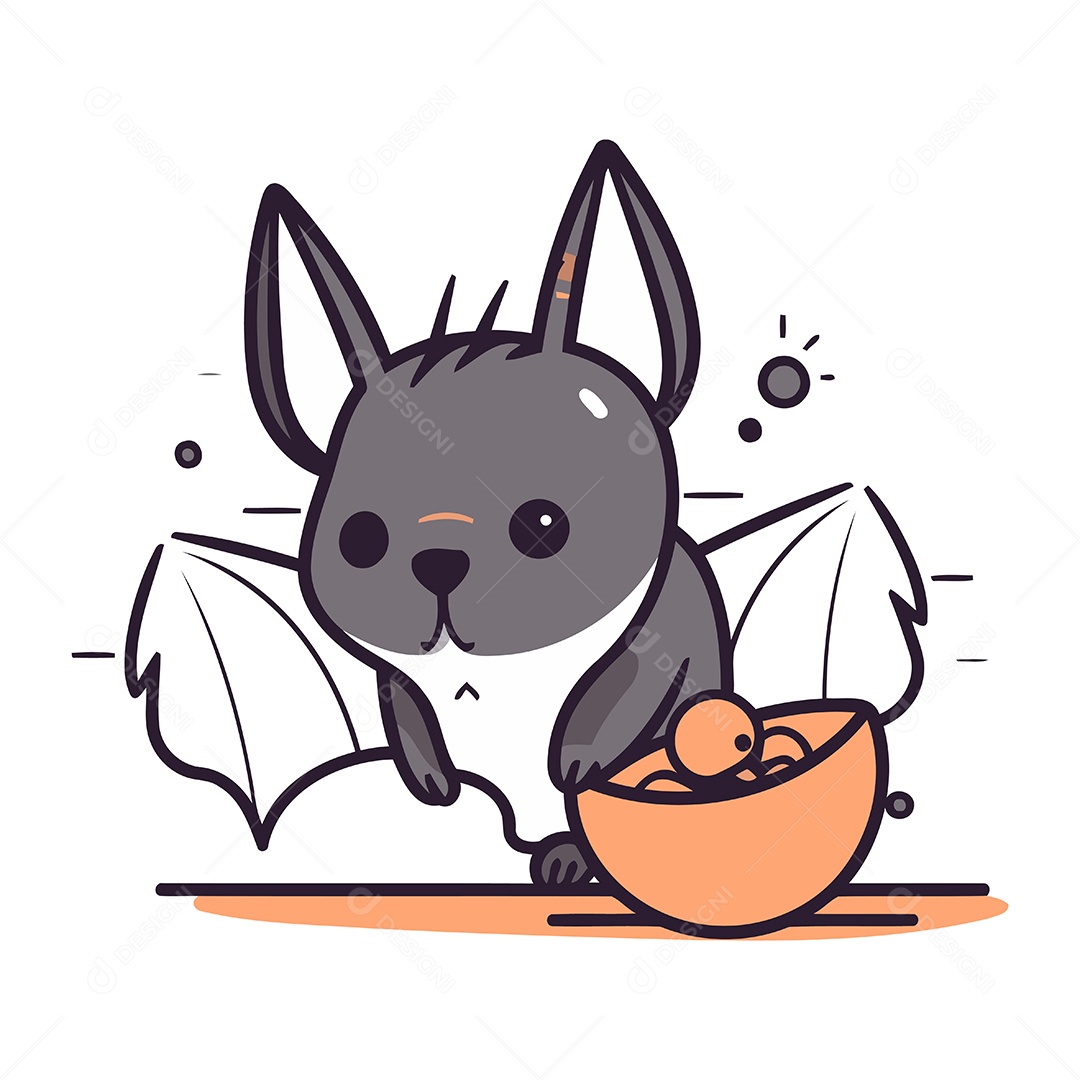 Morcego com Tigela Ilustração Vetor EPS