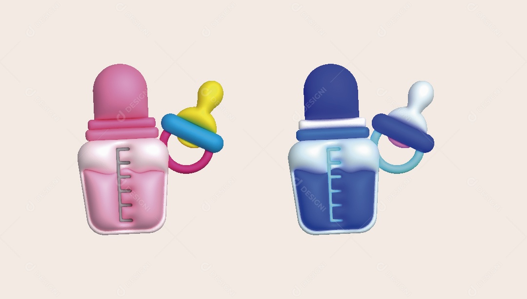 Mamadeira Ilustração 3D Vetor EPS