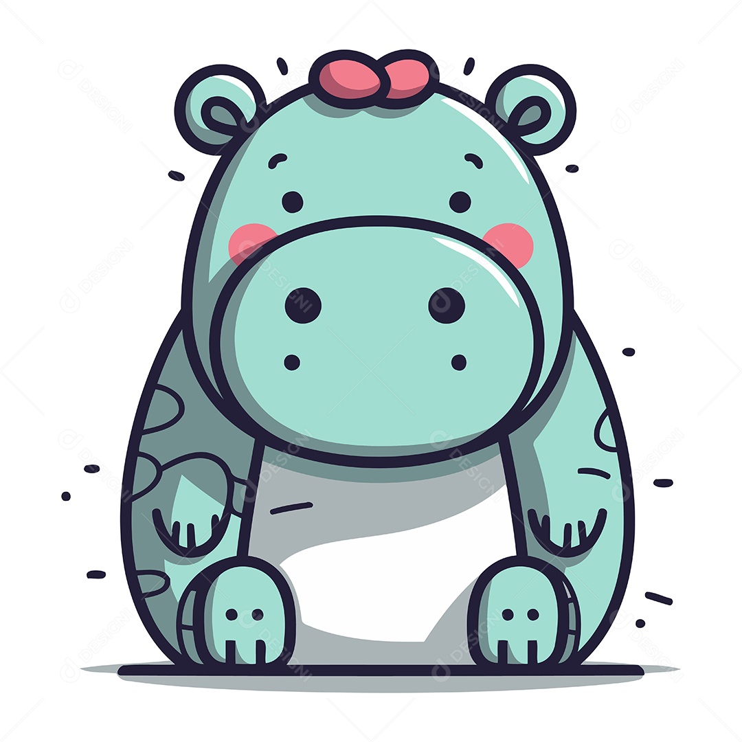 Hipopótamo Fofo Desenho Animado Ilustração Vetor EPS