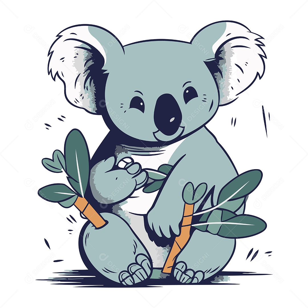 Coala Fofo de Desenho Animado Ilustração Vetor EPS