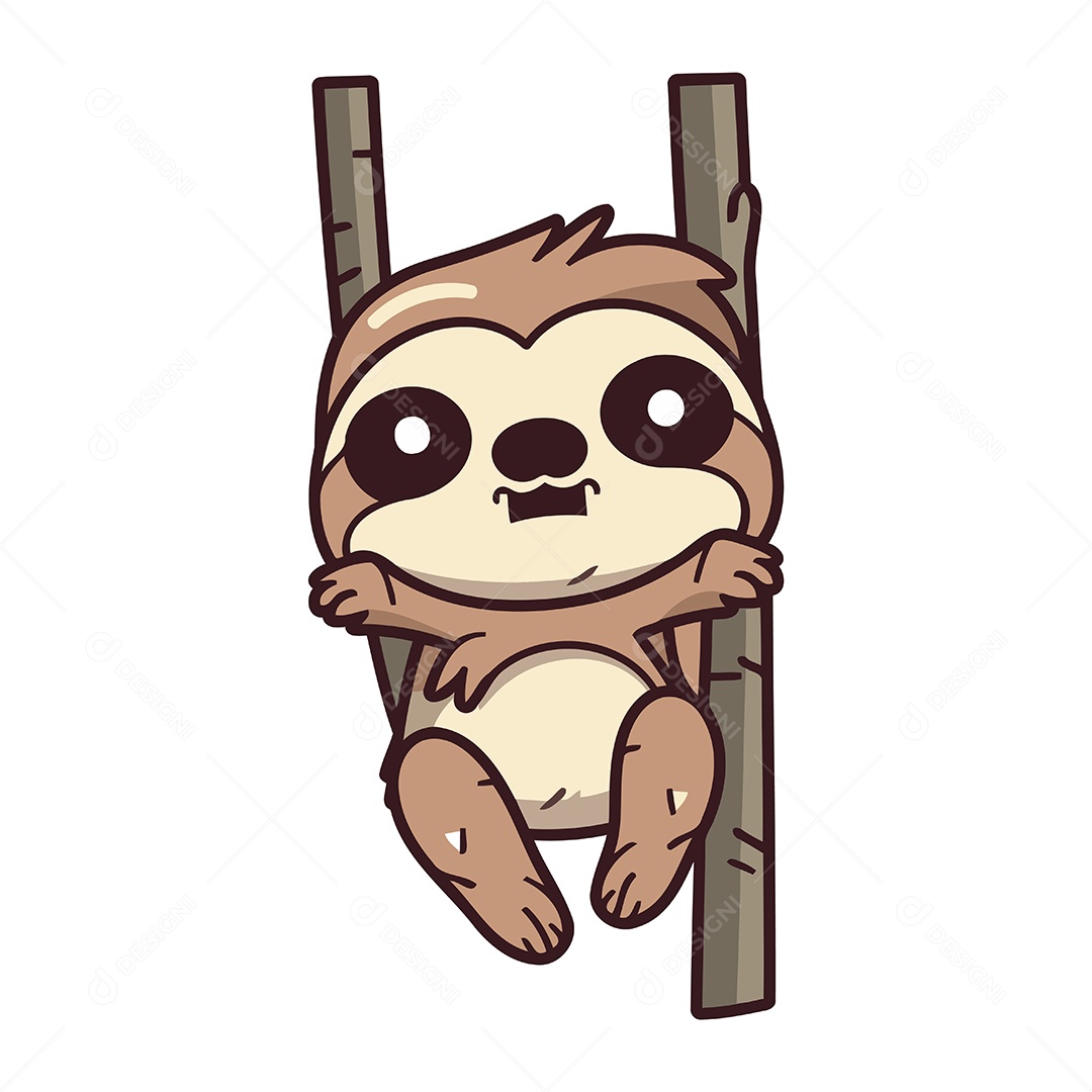 Preguiça Fofa de Desenho Animado Ilustração Vetor EPS