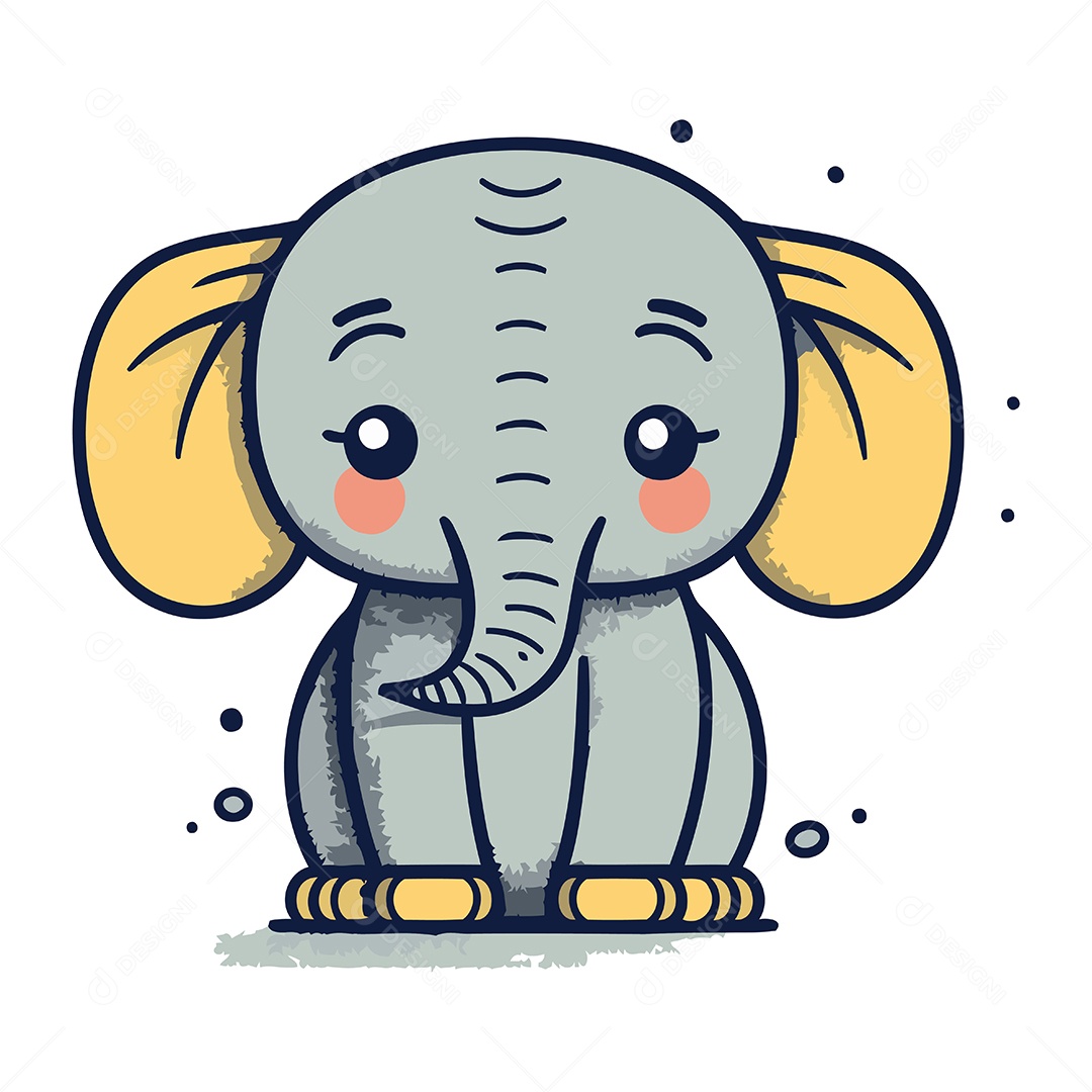 Elefante Fofo de Desenho Animado Ilustração Vetor EPS