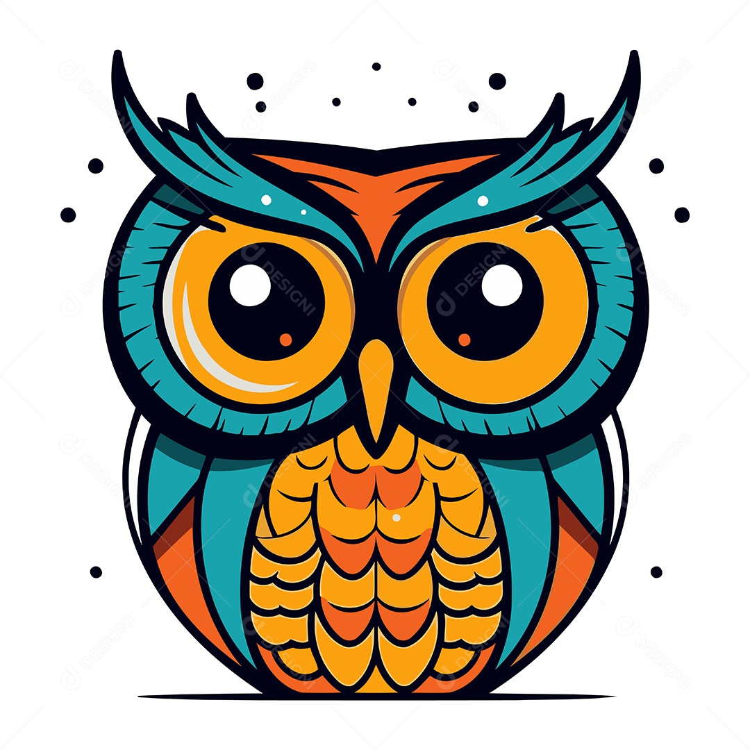 Coruja de Desenho Animado Fofa Ilustração Vetor EPS