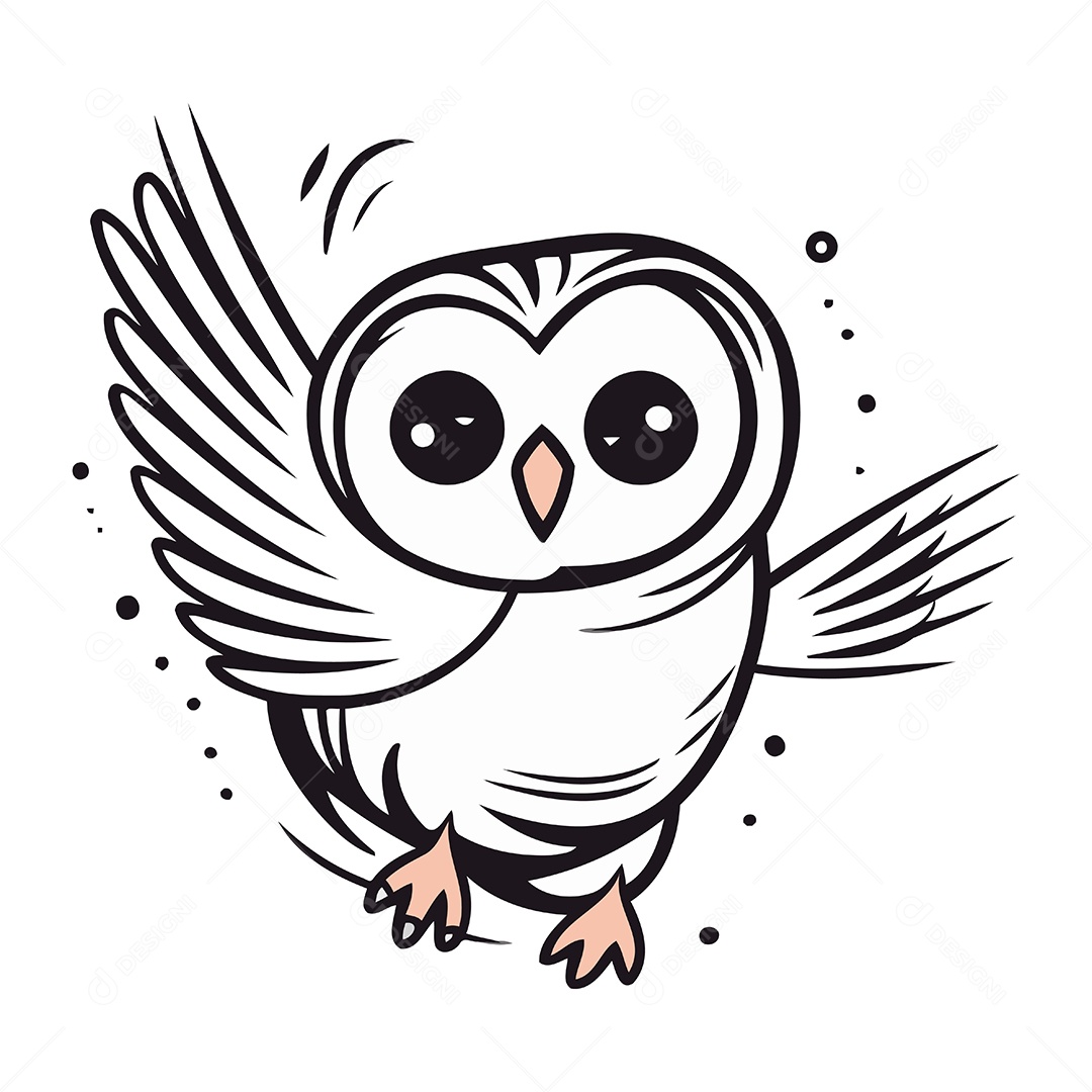 Coruja de Desenho Animado Fofa Ilustração Vetor EPS