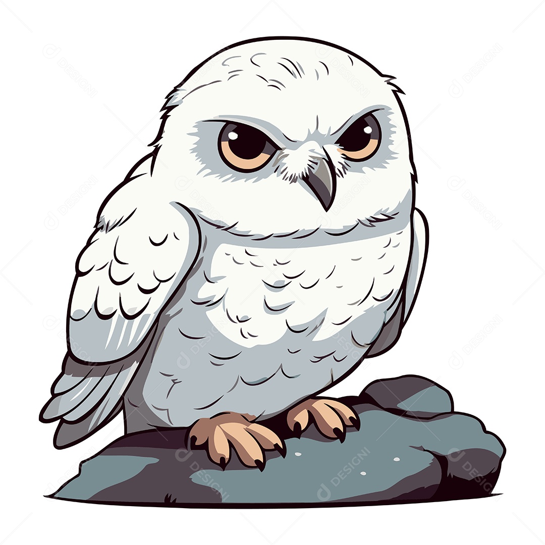 Coruja de Desenho Animado Fofa Ilustração Vetor EPS