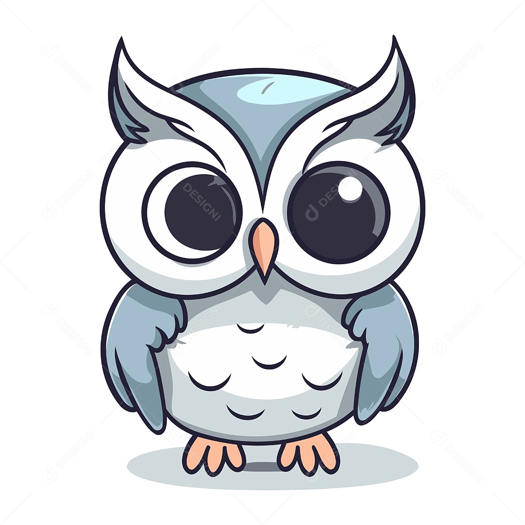 Coruja de Desenho Animado Fofa Ilustração Vetor EPS