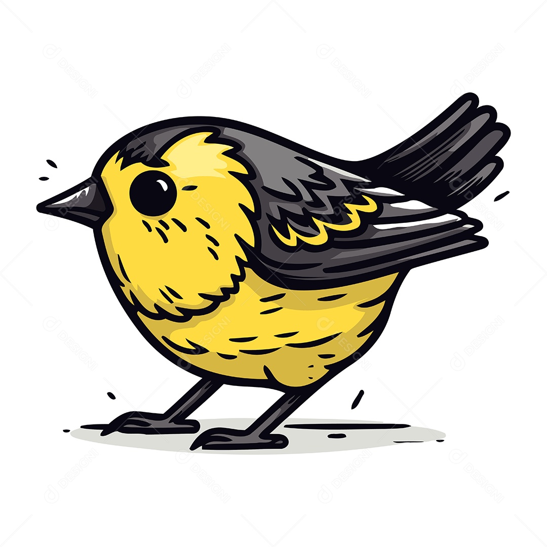 Passarinho Fofo de Desenho Animado Ilustração Vetor EPS