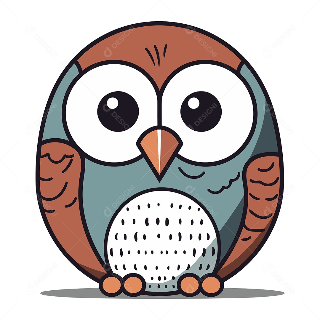 Coruja Fofa de Desenho Animado Ilustração Vetor EPS