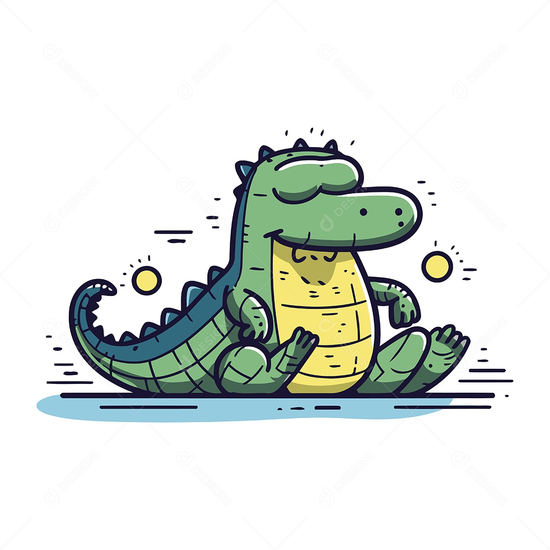 Crocodilo de Desenho Animado Ilustração Vetor EPS