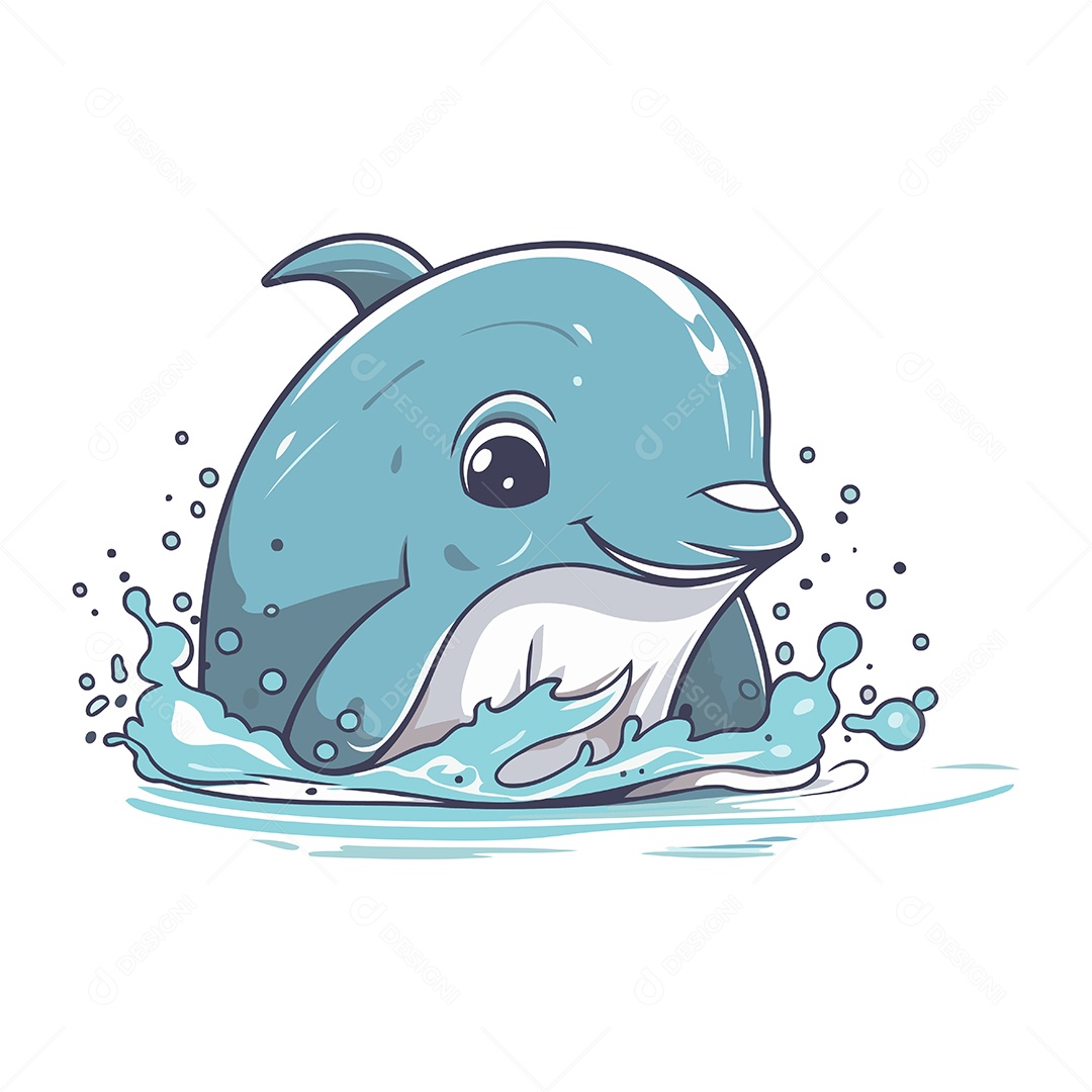 Baleia de Desenho Animado Ilustração Vetor EPS