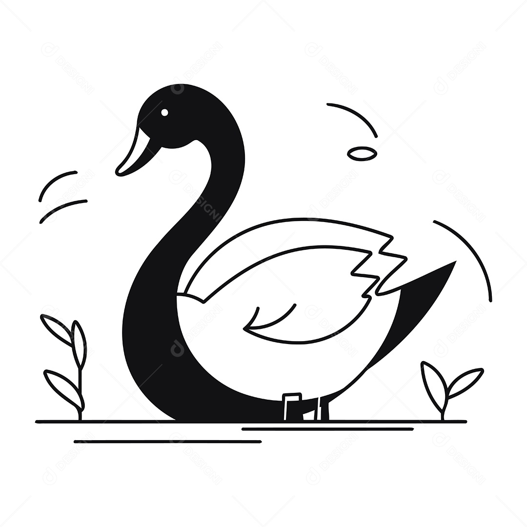 Cisne de Desenho Animado Ilustração Vetor EPS