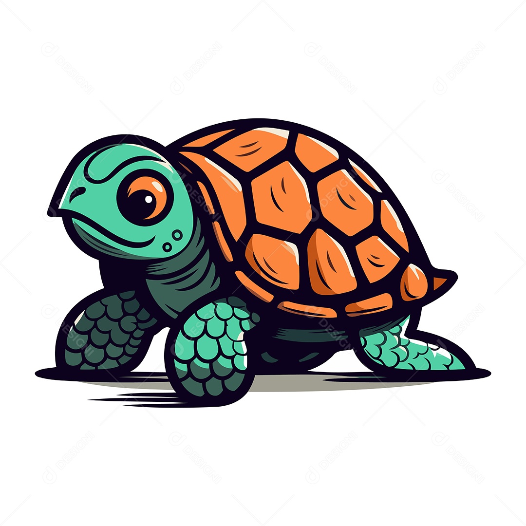 Tartaruga de Desenho Animado Ilustração Vetor EPS