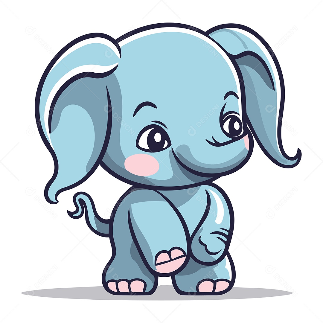 Elefante Fofo de Desenho Animado Ilustração Vetor EPS