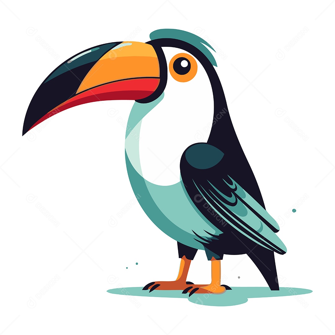 Tucano de Desenho Animado Ilustração Vetor EPS