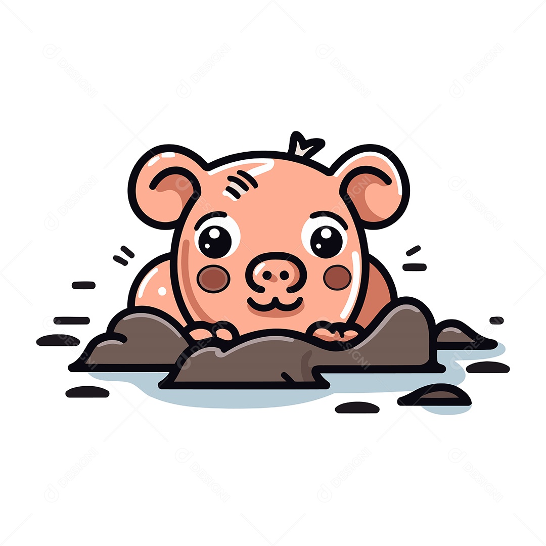 Porco de Desenho Animado Ilustração Vetor EPS