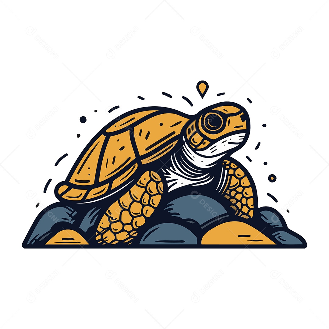 Tartaruga de Desenho Animado Ilustração Vetor EPS