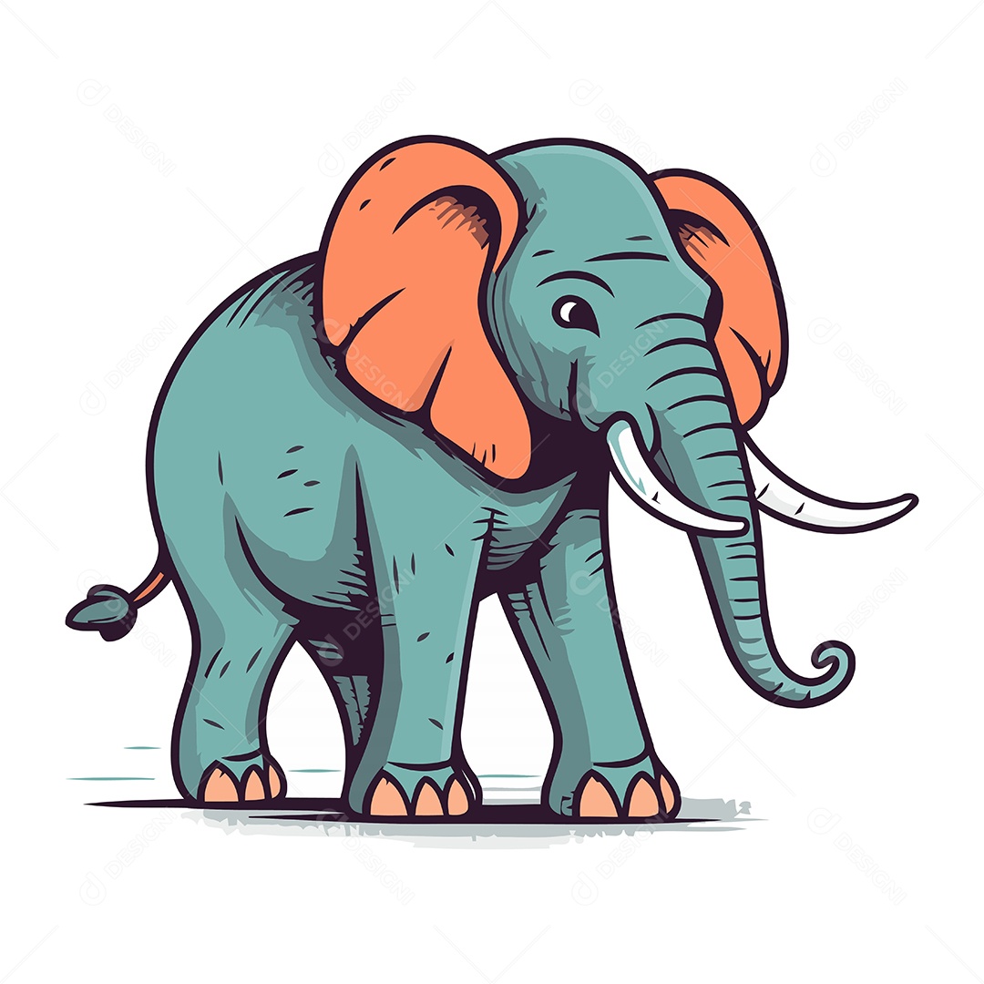 Elefante de Desenho Animado Ilustração Vetor EPS