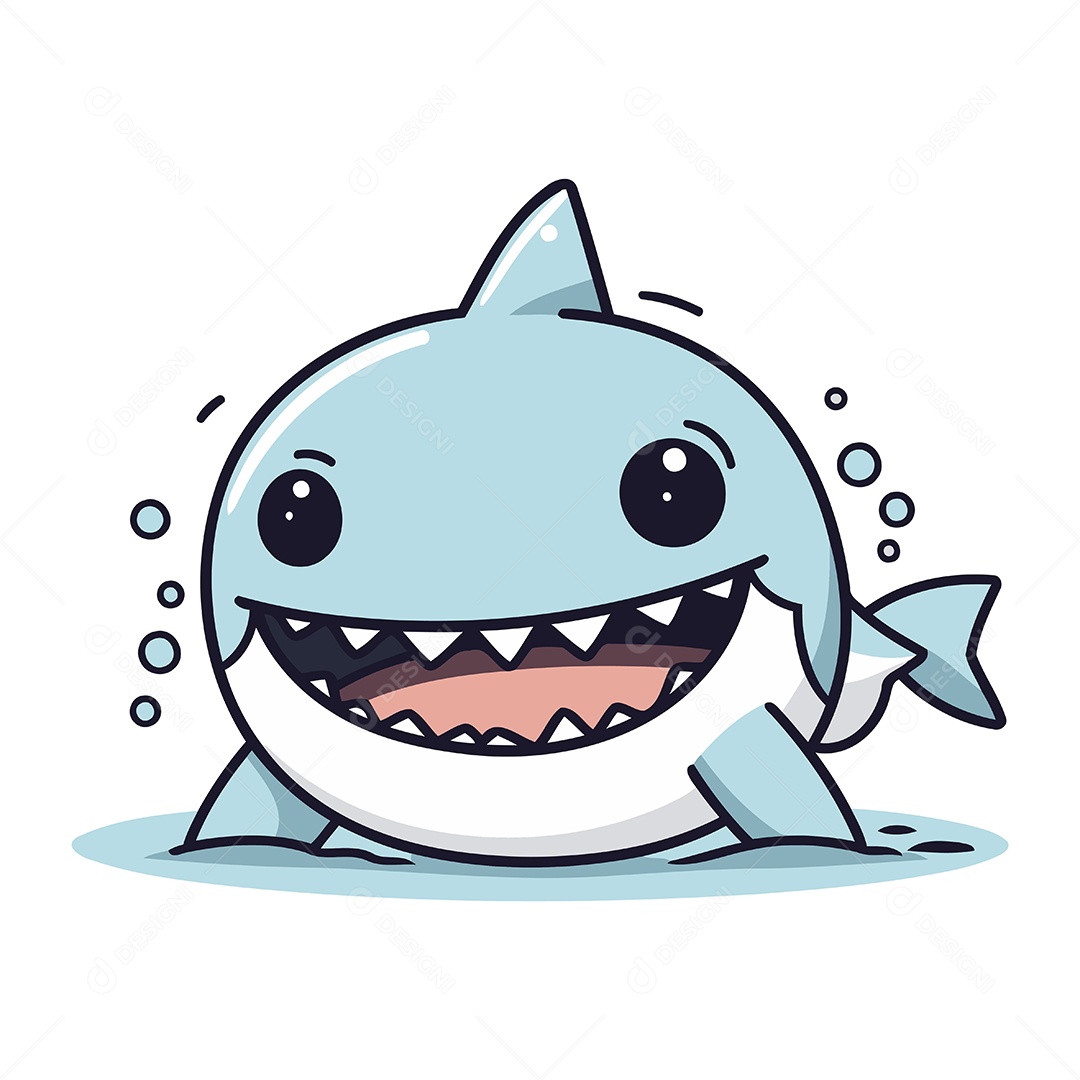 Tubarão de Desenho Animado Ilustração Vetor EPS