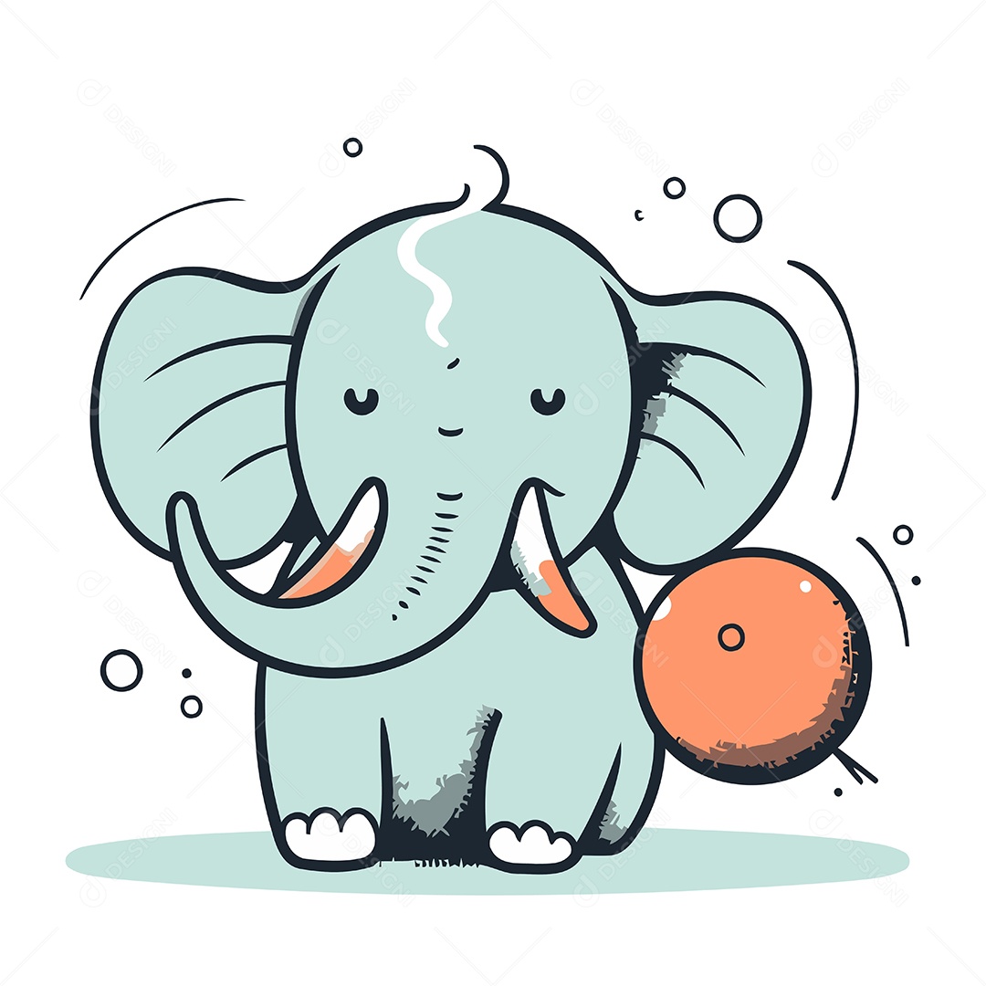 Elefante de Desenho Animado Ilustração Vetor EPS