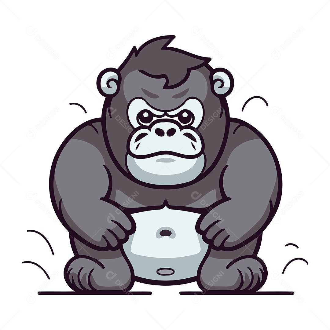 Gorila de Desenho Animado Ilustração Vetor EPS