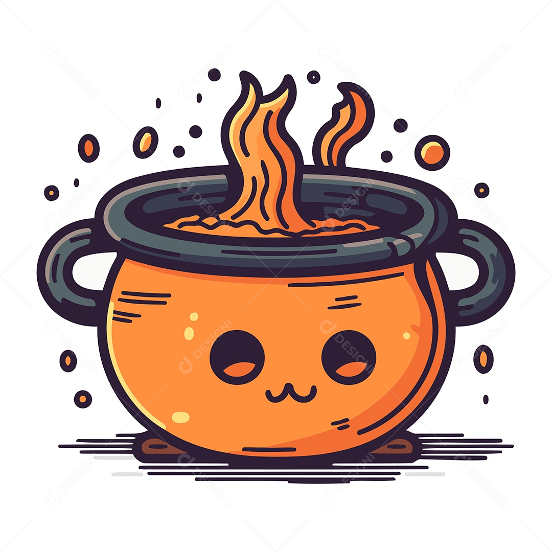 Caldeirão Fofo de Desenho Animado Ilustração Vetor EPS