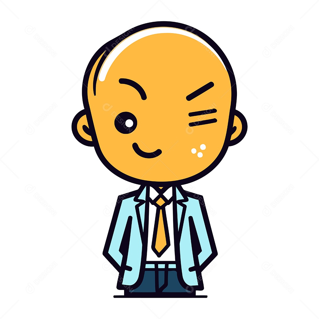 Homem Careca Fofo Desenho Animado Ilustração Vetor EPS