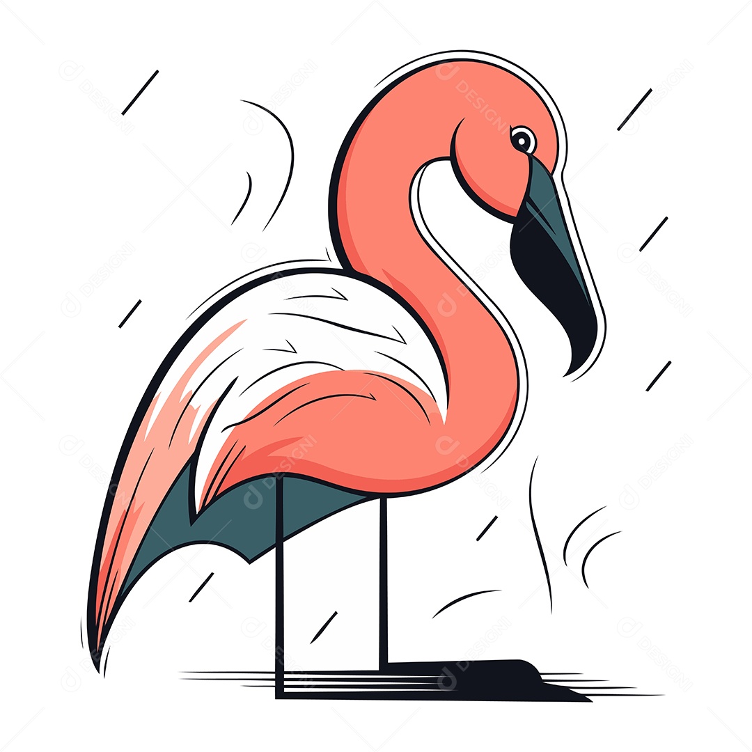 Flamingo de Desenho Animado Ilustração Vetor EPS