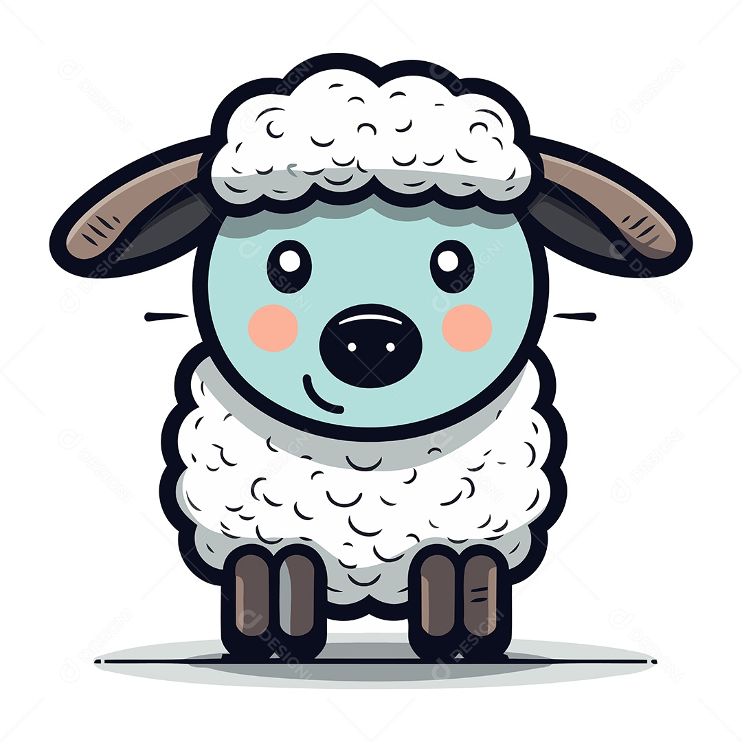 Ovelha Fofa de Desenho Animado Ilustração Vetor EPS