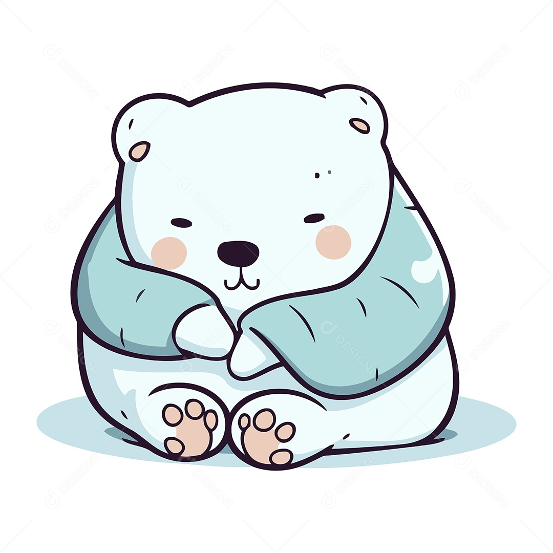 Urso Polar Fofo de Desenho Animado Ilustração Vetor EPS