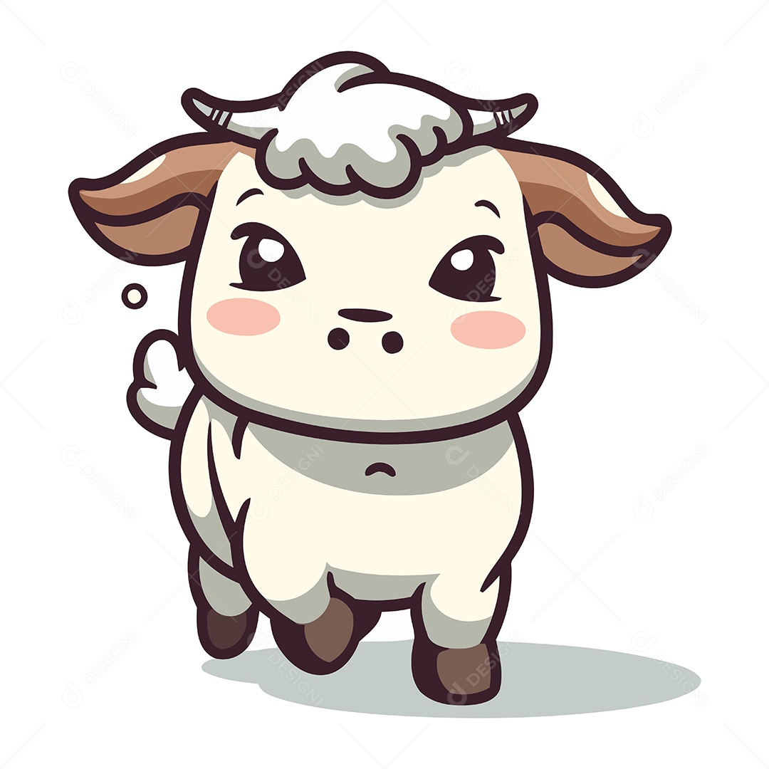 Vaca Fofa de Desenho Animado Ilustração Vetor EPS