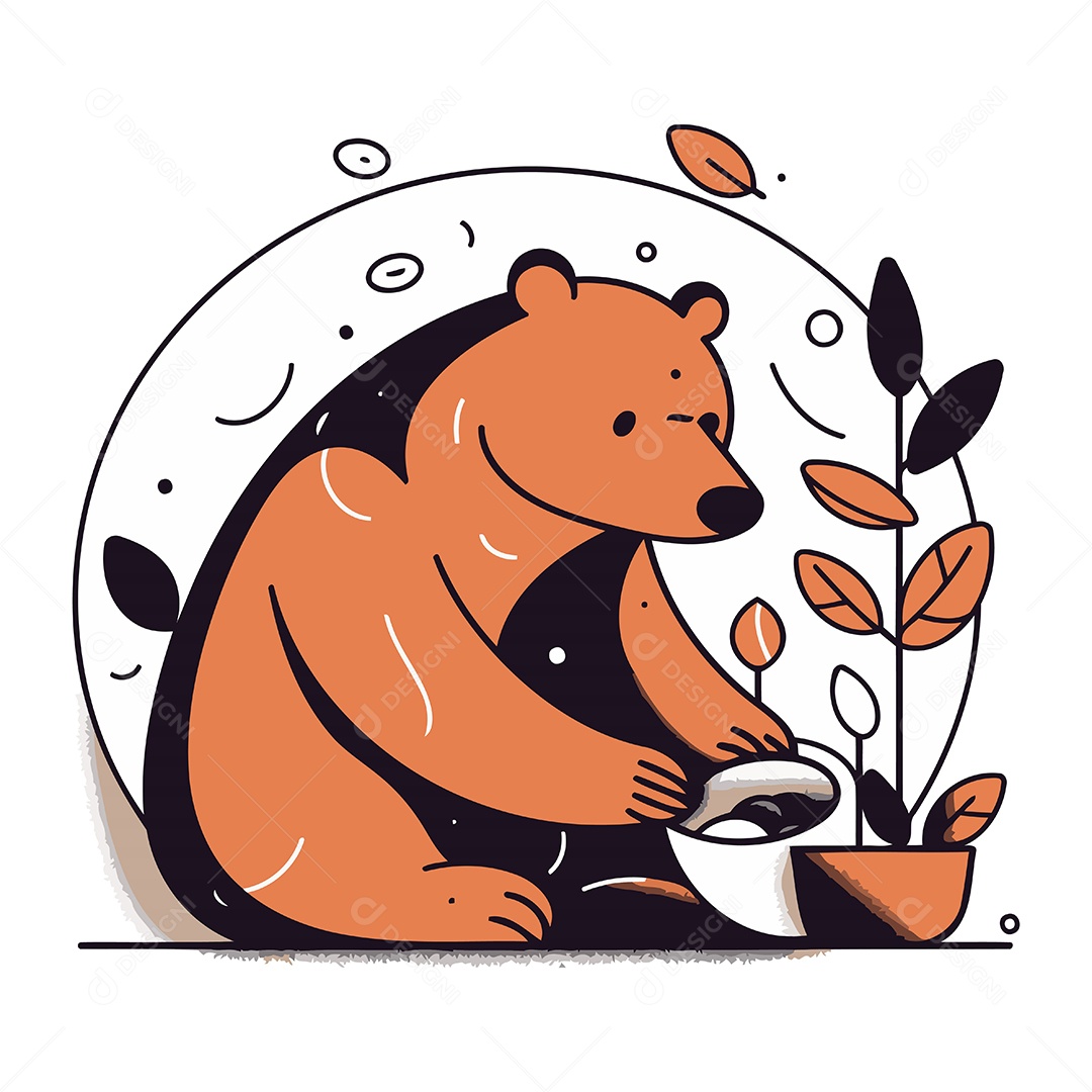 Urso Pardo de Desenho Animado Ilustração Vetor EPS