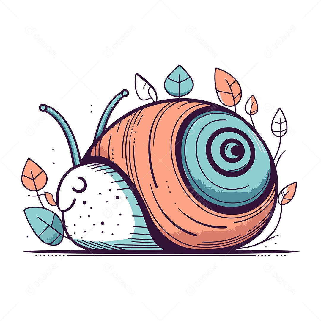 Caracol Fofo de Desenho Animado Ilustração Vetor EPS