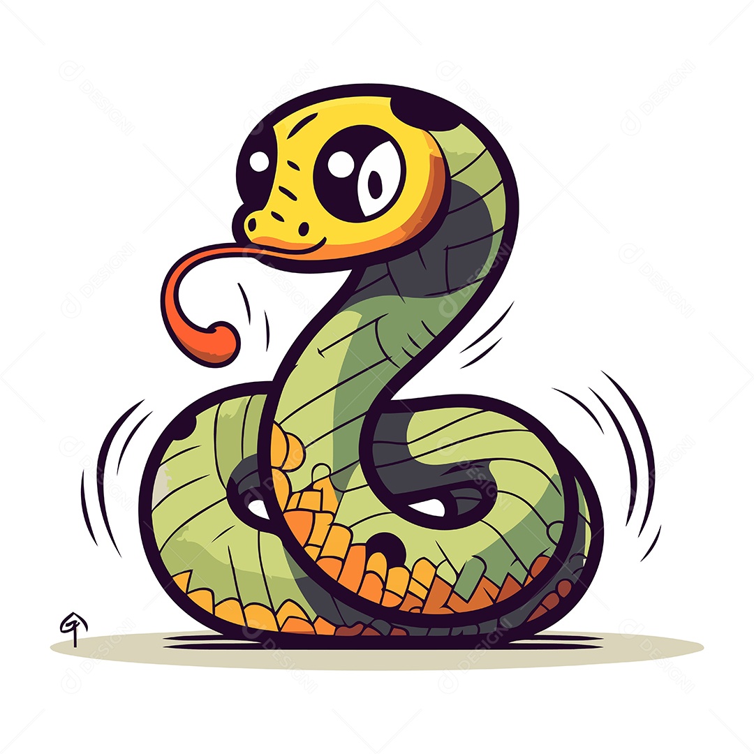 Cobra Fofa de Desenho Animado Ilustração Vetor EPS