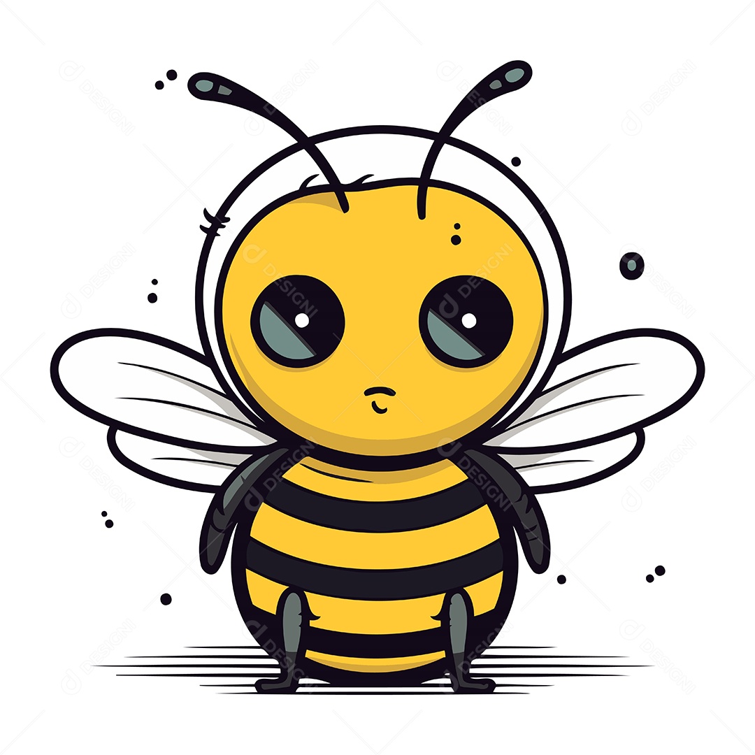 Abelha Fofa de Desenho Animado Ilustração Vetor EPS