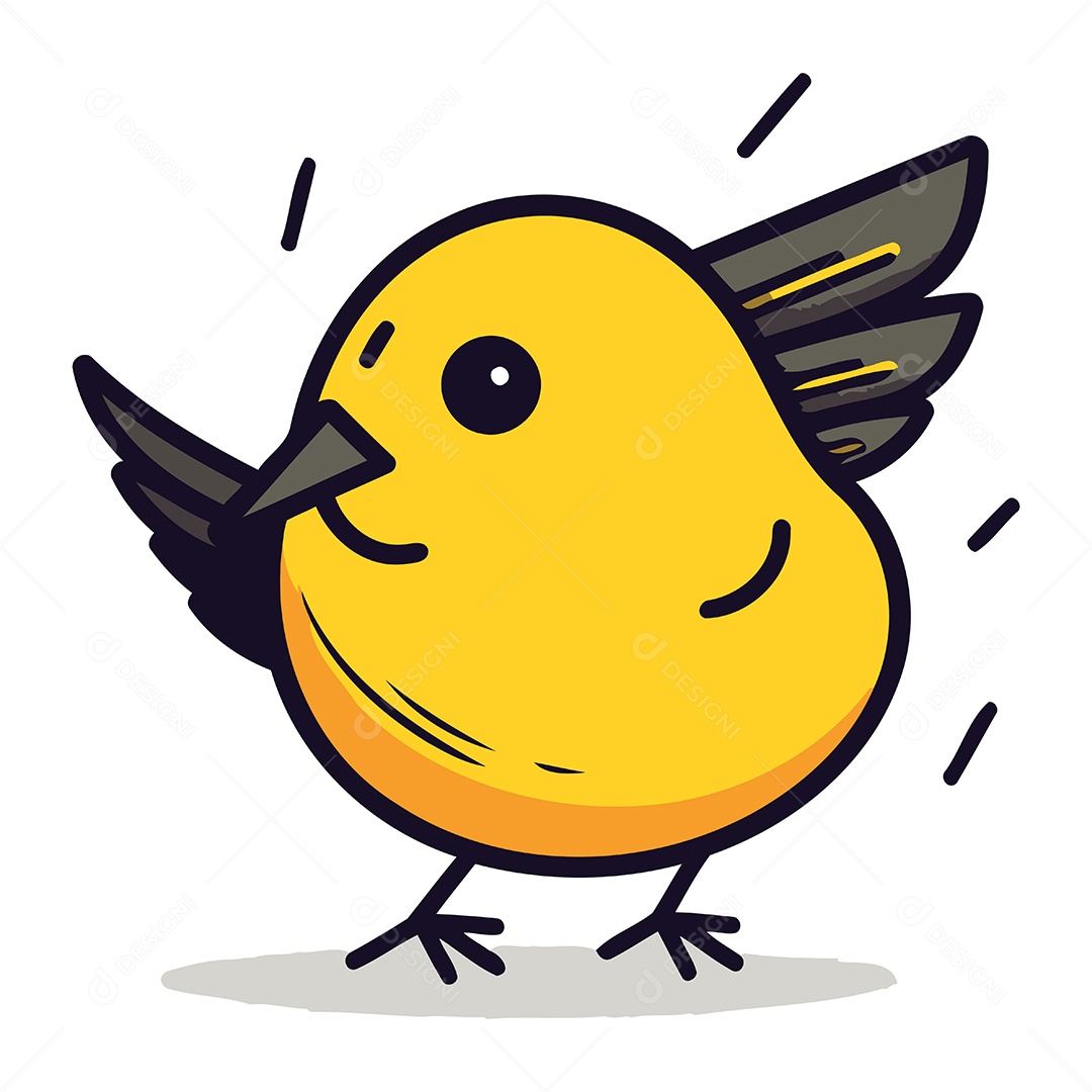 Passarinho Amarelo de Desenho Animado Ilustração Vetor EPS
