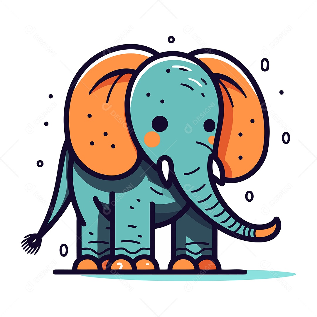 Elefante de Desenho Animado Ilustração Vetor EPS