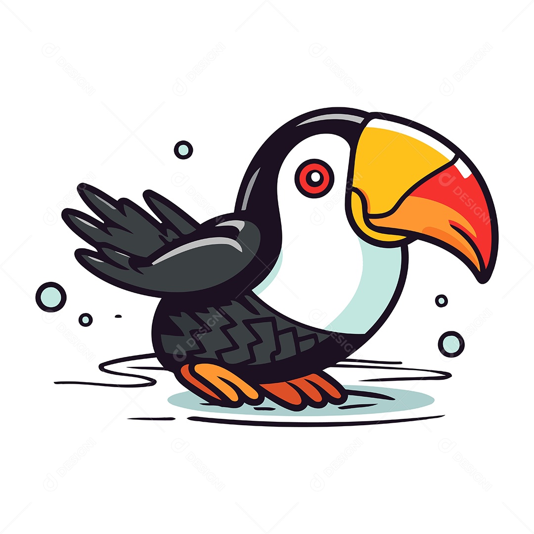 Tucano de Desenho Animado Ilustração Vetor EPS